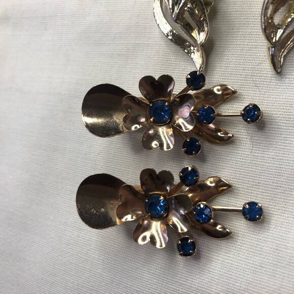 Vintage Lot of 4 Earrings & Brooch Coro Signed Silver Mod MCM Modern Retro - Picture 12 of 14